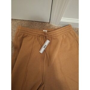 Victoria's Secret PINK Wide Leg Sweatpants Brown Pintuck Joggers Large NWT